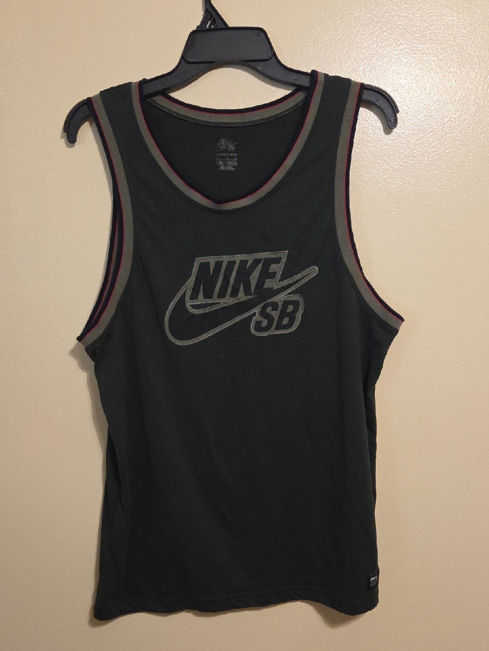 Vintage 90s Men's Green Nike SB Varsity Dri-Fit Tank Top Jersey Sporty Medium